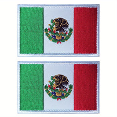 2 PCS Mexico Flag Patch Embroidered Tactical Morale Patch