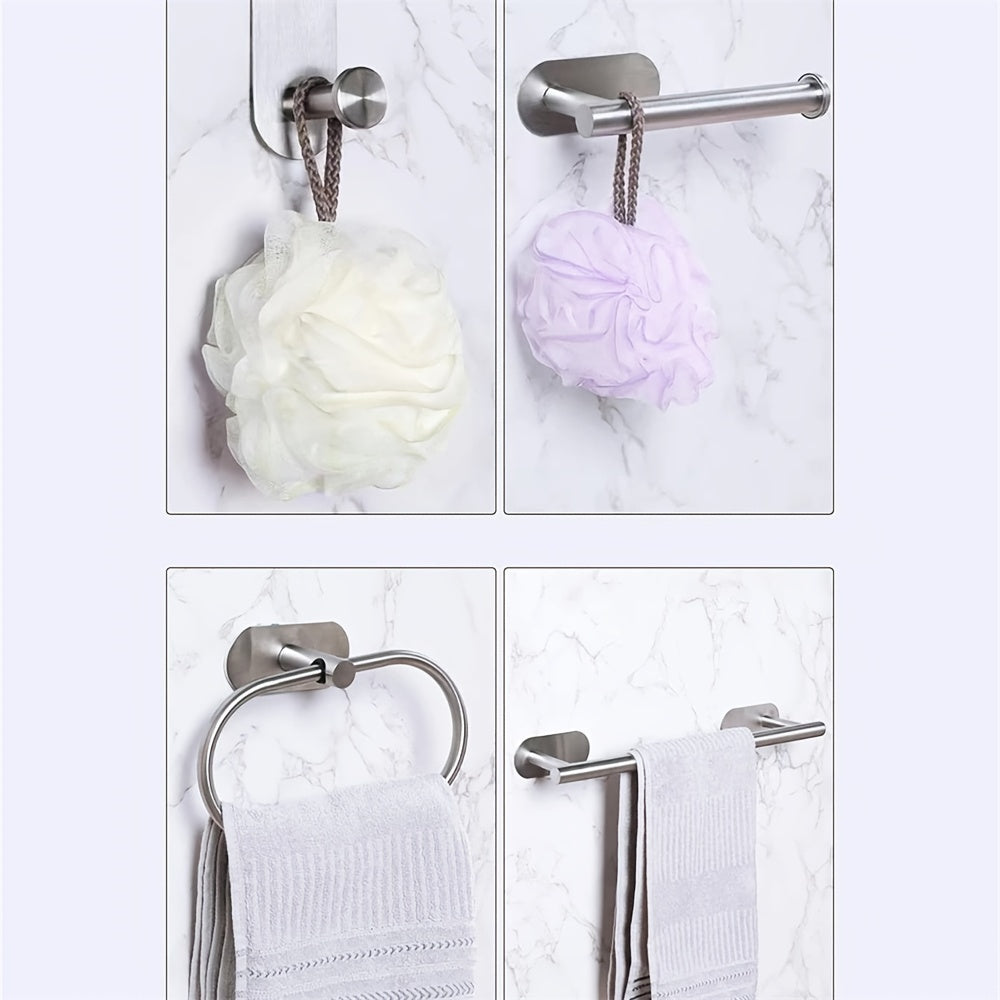 4pc Stainless Steel Bathroom Accessories Set Towel Bar Ring Holder Hooks