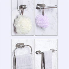 4pc Stainless Steel Bathroom Accessories Set Towel Bar Ring Holder Hooks