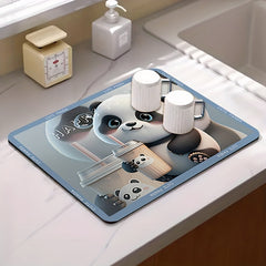 Panda Pattern Dish Drying Mat Kitchen Draining Pad