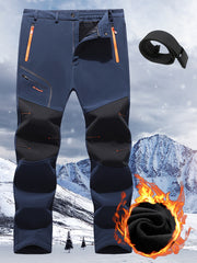 Men's Patchwork Loose Hiking Pants Fleece Thick Warm Adventure Ski