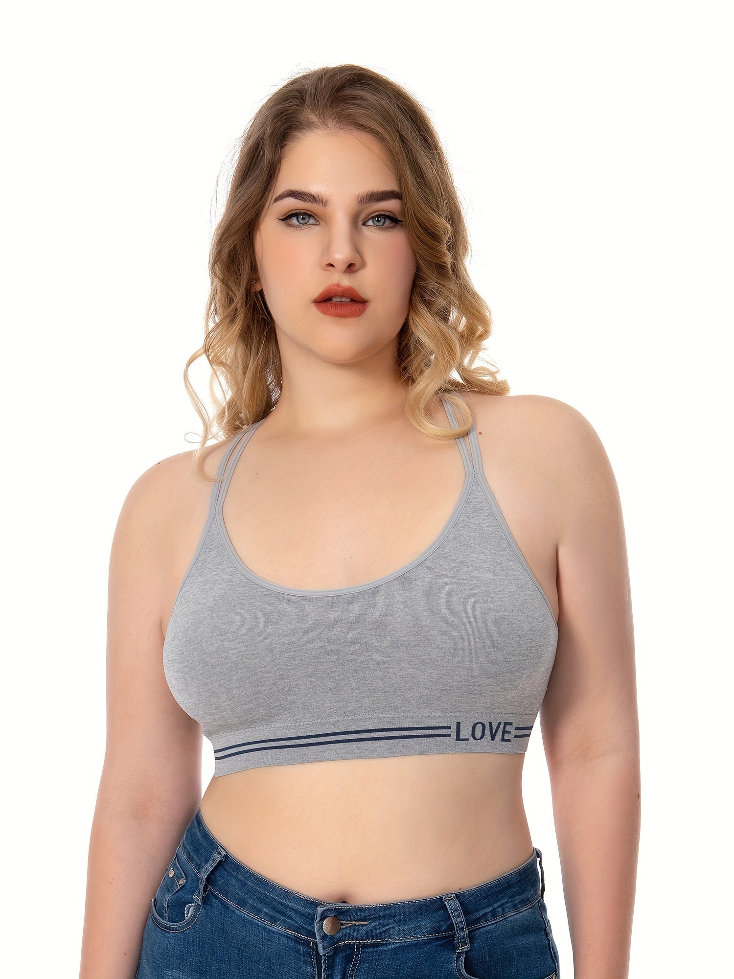  Sports Bra High Stretch Split Strap Cross Back Sports Bra