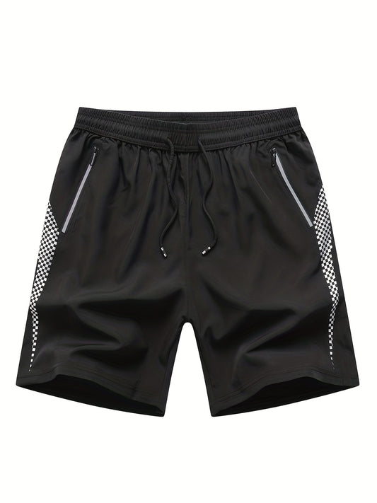 Men's Quick Dry Active Shorts Zipper Pockets Drawstring Waist
