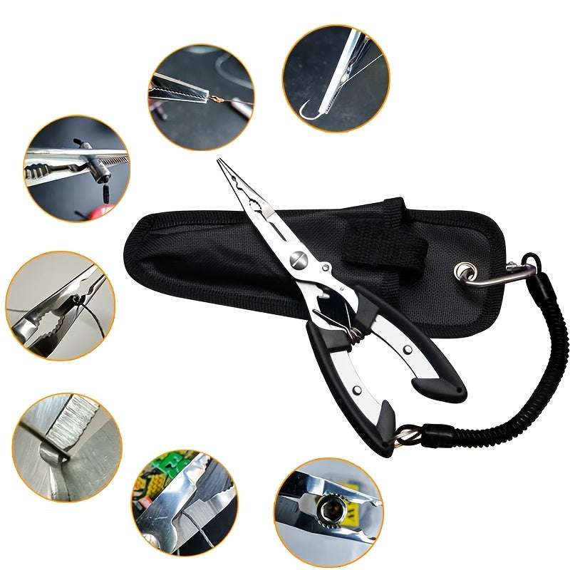 Stainless Steel Fishing Pliers: Scissors, Cutter, Hook Remover