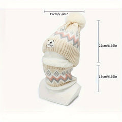 Cozy Winter Beanie Gray & Cable Pattern Ear Flap Hand Wash Festive Headwear