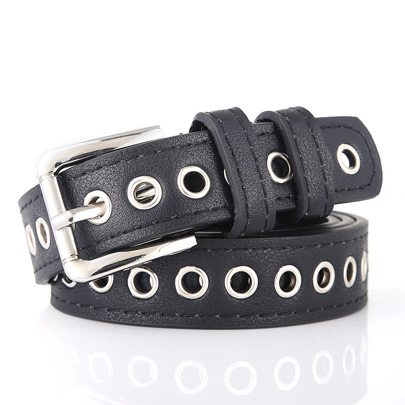 Metal Grommets Rivets Pin Buckle Women's Belts Slim Waistband
