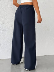 Women's Plus Stripe Print High Rise Wide Leg Trousers