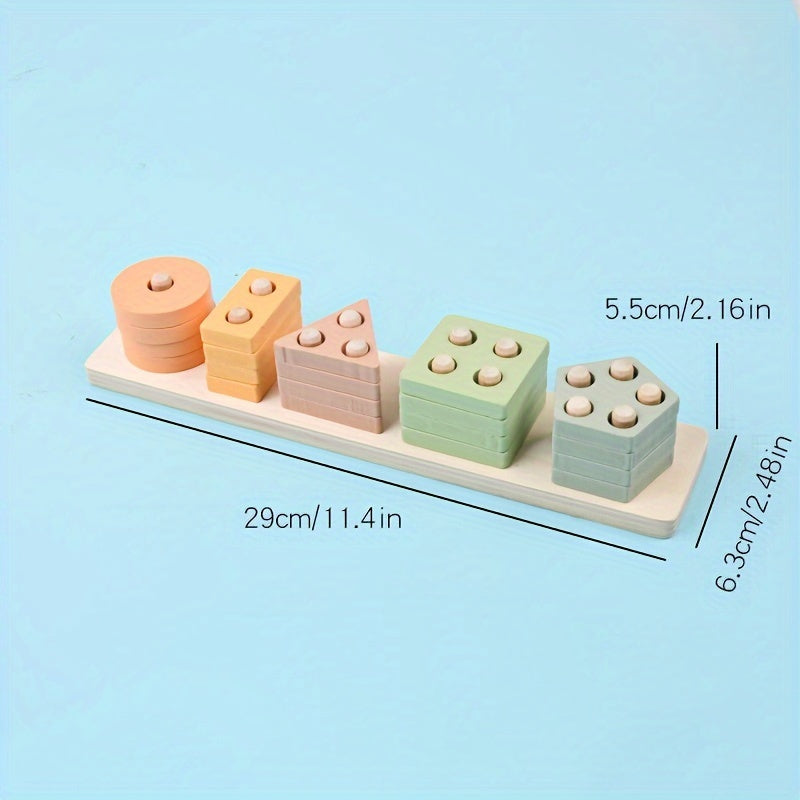 Wooden Geometric Shape Puzzle Toy Set for 18 Months