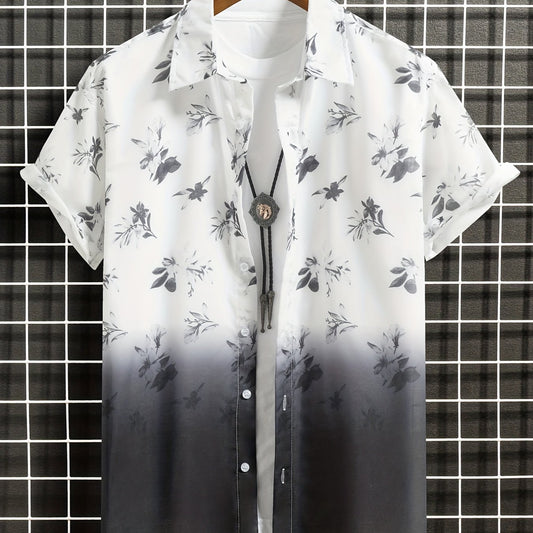 Floral Print Men's Short Sleeve Shirt for Summer Vacation
