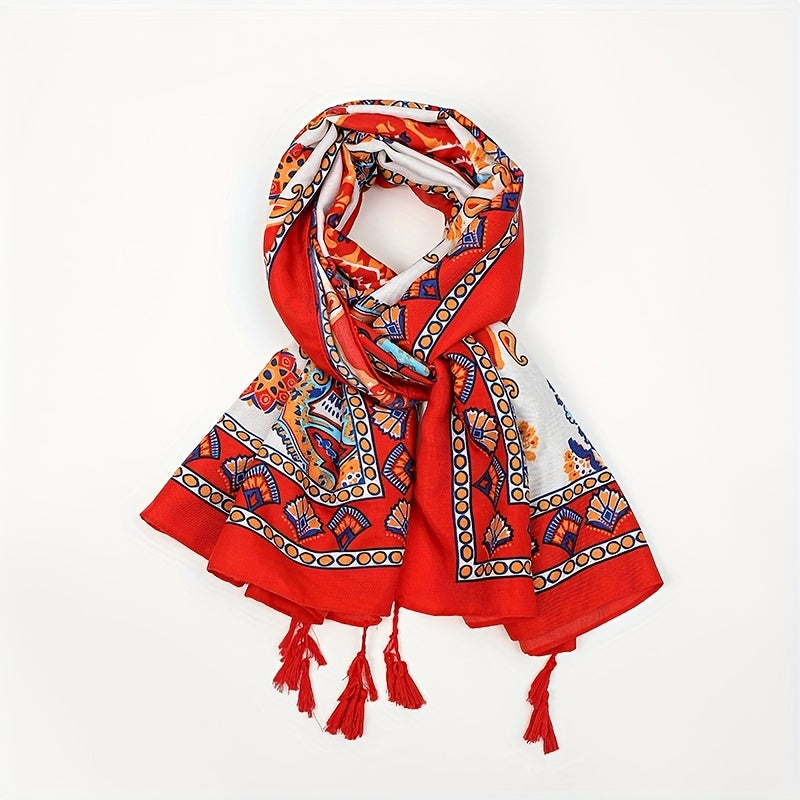 Ethnic Style Cotton and Linen Travel Scarf - Sunscreen Silk Shawl