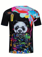 Men's Panda Print T Shirt for Spring & Summer
