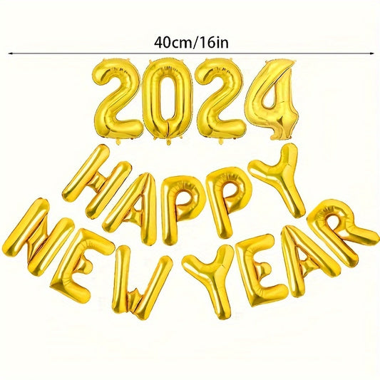 16pcs Happy Year Letter Foil Balloon Christmas Party Decoration