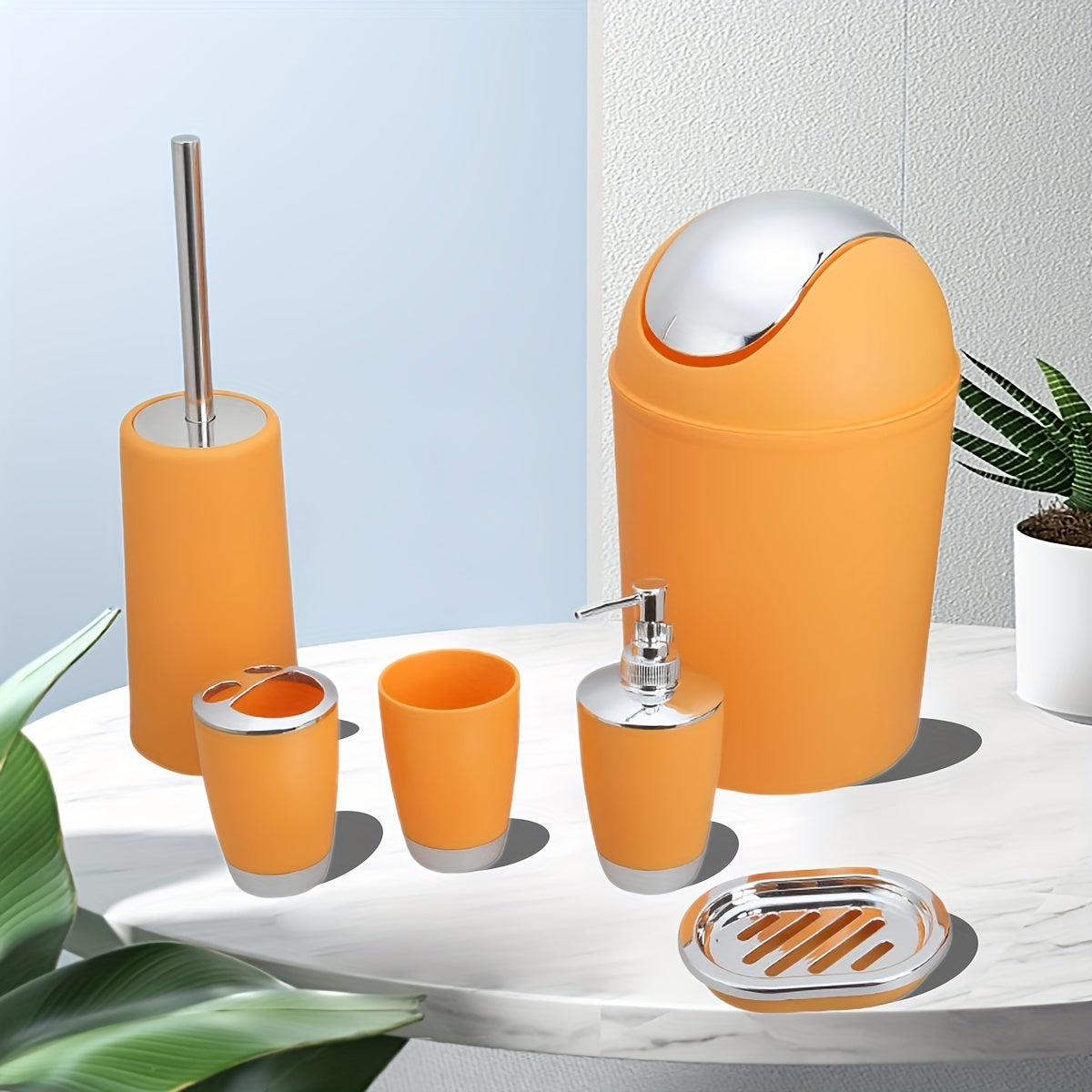 6pcs Bathroom Accessories Set Toothbrush Holder Soap Dispenser