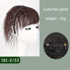 Short Curly Hair Topper w/Bangs & Headband Clip In Extensions
