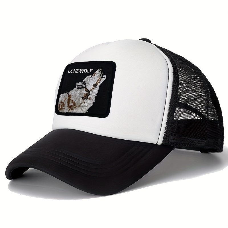 Summer Mesh Wolf Embroidery Print Sunshade Baseball Cap