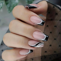 24 pcs Glossy Square Pink Press On Nails - Acrylic False Nails for Women & Girls