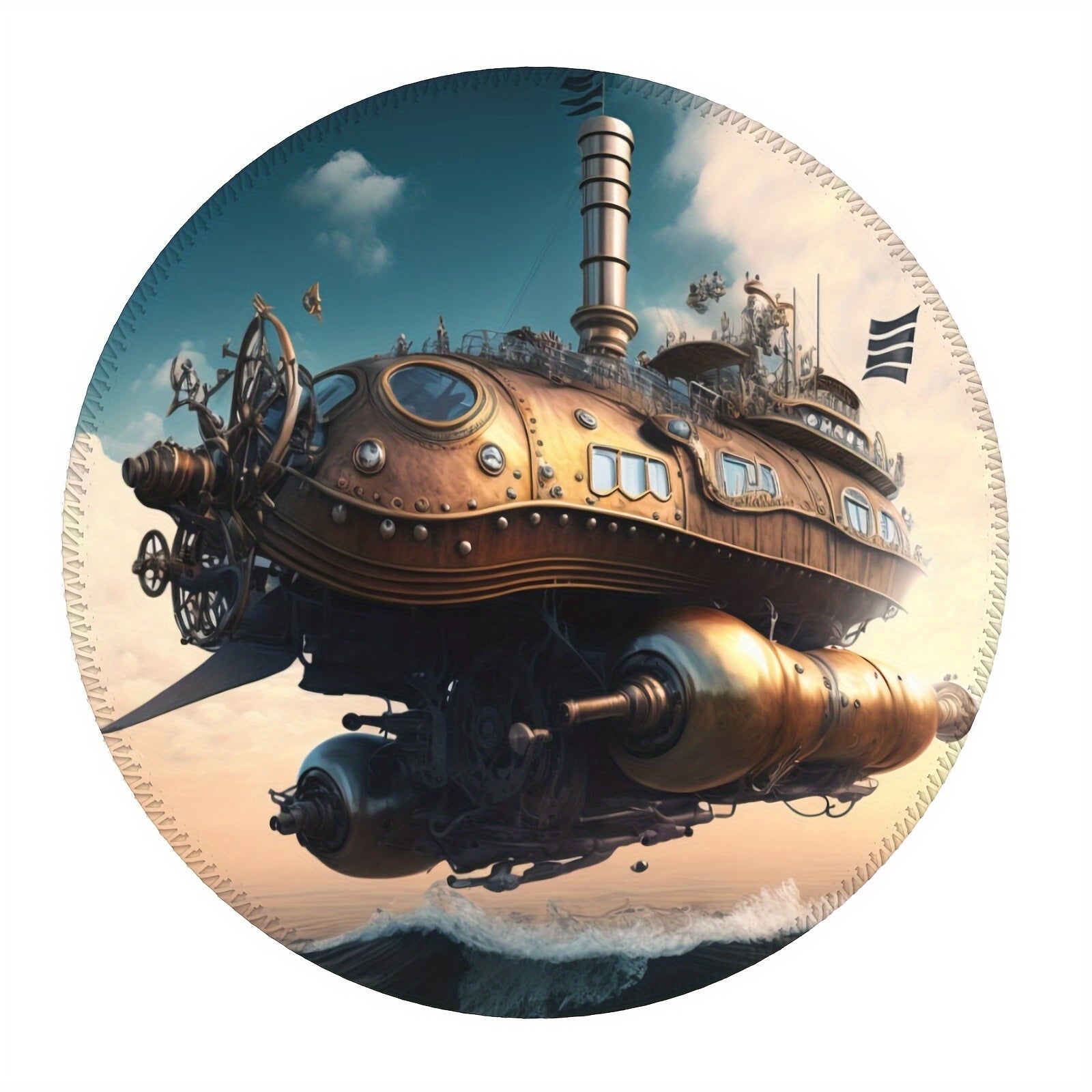 Spaceship Pattern Gaming Mousepad 20x20cm Rubber Border Mousepad