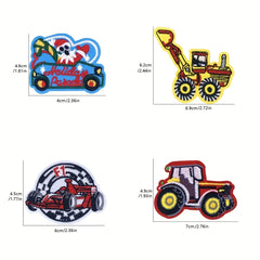 16pcs Truck Car Iron On Patches Sew On Embroidered Applique Repair Patch