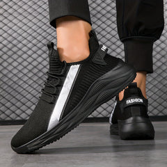 Men's Slip-On Sneakers with Shoelaces Breathable Mesh Athletic Shoes
