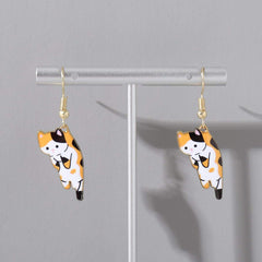 Cartoon Kitten Pendant Earrings Women's Jewelry 5 Colors