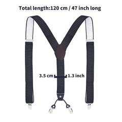 Men's High Elastic Y Back Clip on Suspenders