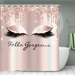 Glitter Eyelash Bathmat & Shower Curtain Set with 12 Hooks