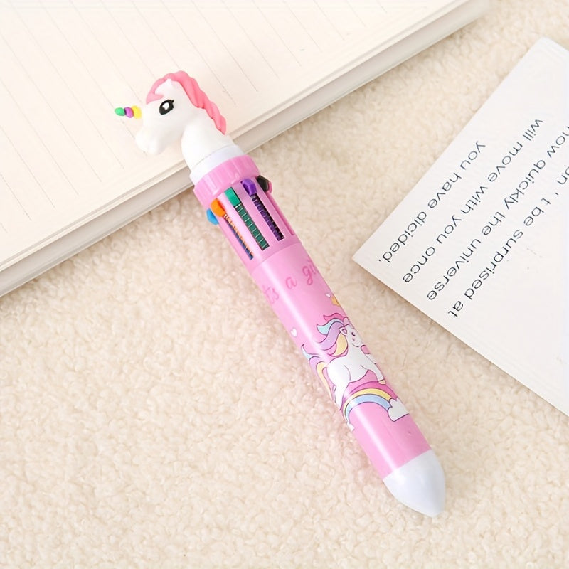 1 Pc Cartoon 10 Ballpoint Pen Transparent Plastic Office Student Neutral Pen