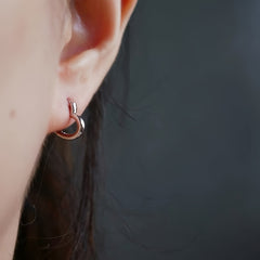 Heart Shaped Hoop Huggie Earrings 925 Silver Plated Ear Buckle Gift
