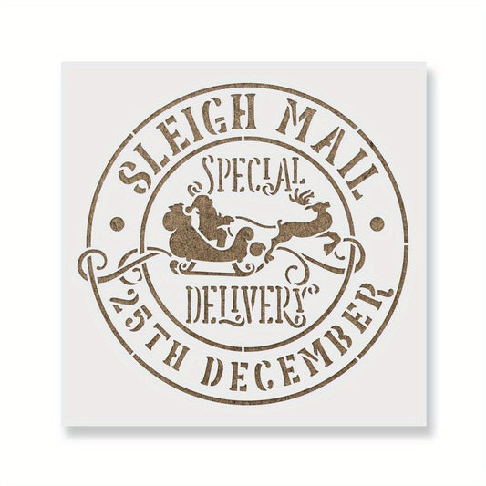 1pc Sleigh Mail Merry Christmas Stencil For Painting DIY