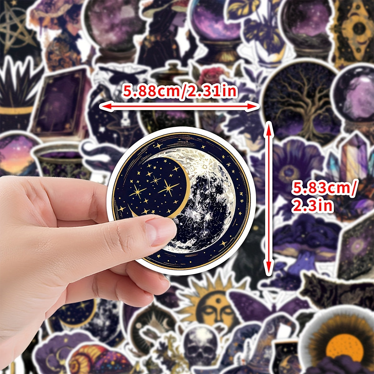 50pcs Gothic Dark Magic Vinyl Stickers Irregular Shapes for DIY Decor