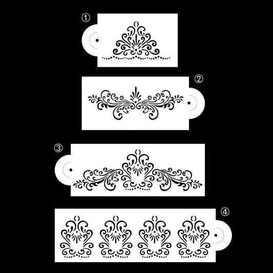 4pcs Cake Decorating Stencils & Templates - Easy Floral Design