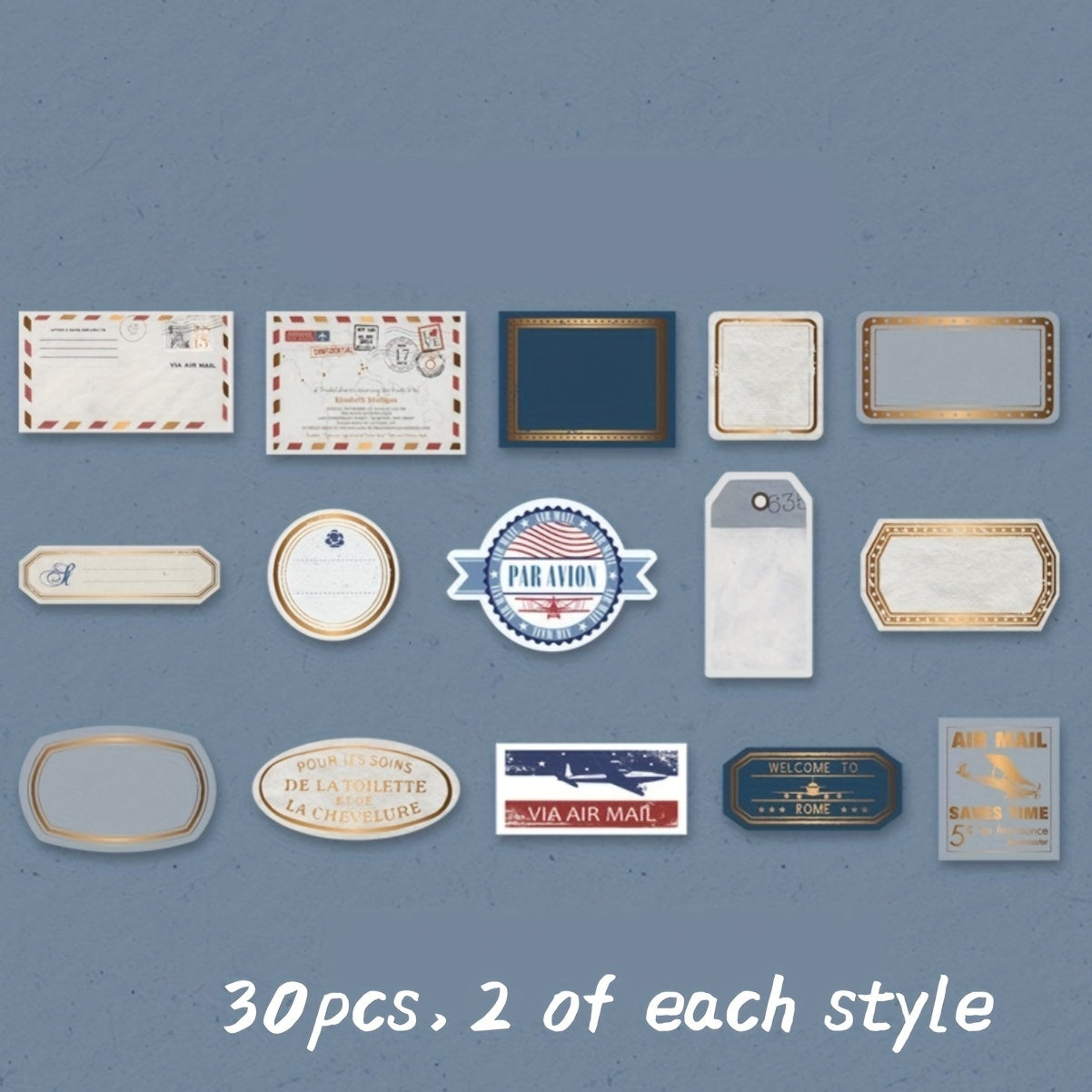30pcs Bronzing Banknote Note Sticker Retro DIY Scrapbook Decoration