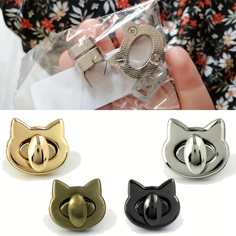 Cat Head Metal Buckle Twist Lock Turn Lock For Bag Handbag DIY Hardware