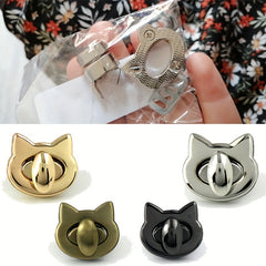 Cat Head Metal Buckle Twist Lock Turn Lock For Bag Handbag DIY Hardware