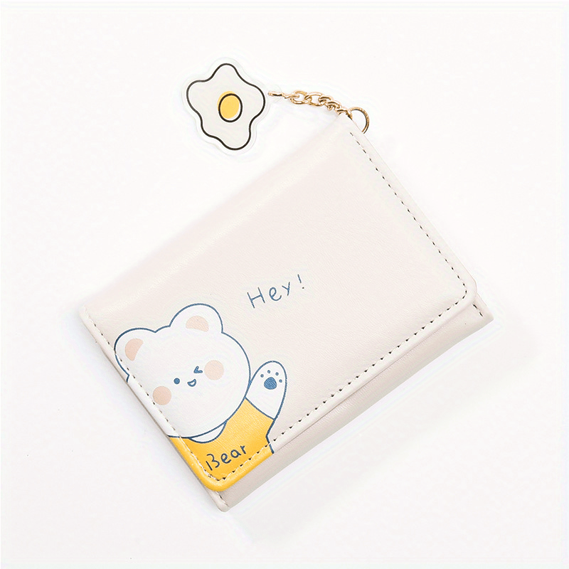 Cartoon Bear Wallet PU Leather Three Fold Coin Purse for Girls