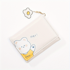 Cartoon Bear Wallet PU Leather Three Fold Coin Purse for Girls