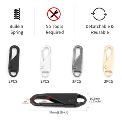 10 Sets Zipper Pull Replacement 4 Style Zipper Pull Tabs For Luggage