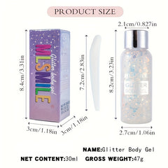 Mermaid Sequins Body Glitter Gel Long Lasting Glitter for Face Hair Eyeshadow