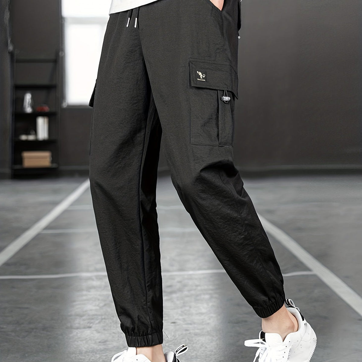 Men's Solid Drawstring Active Stretch Pants