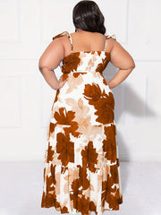  Floral Print Off Shoulder Maxi Smock Dress