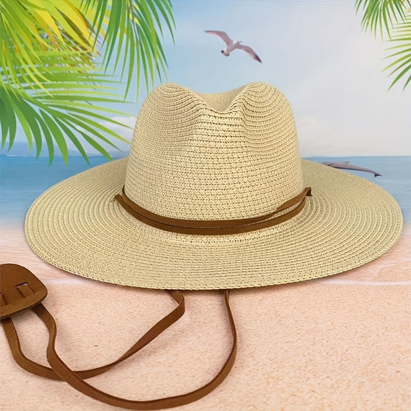 Casual Sunshade Straw Hat for Travel Seaside Unisex