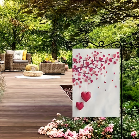 Valentines Small Garden Flag Double Sided Hearts Outdoor Yard Decor