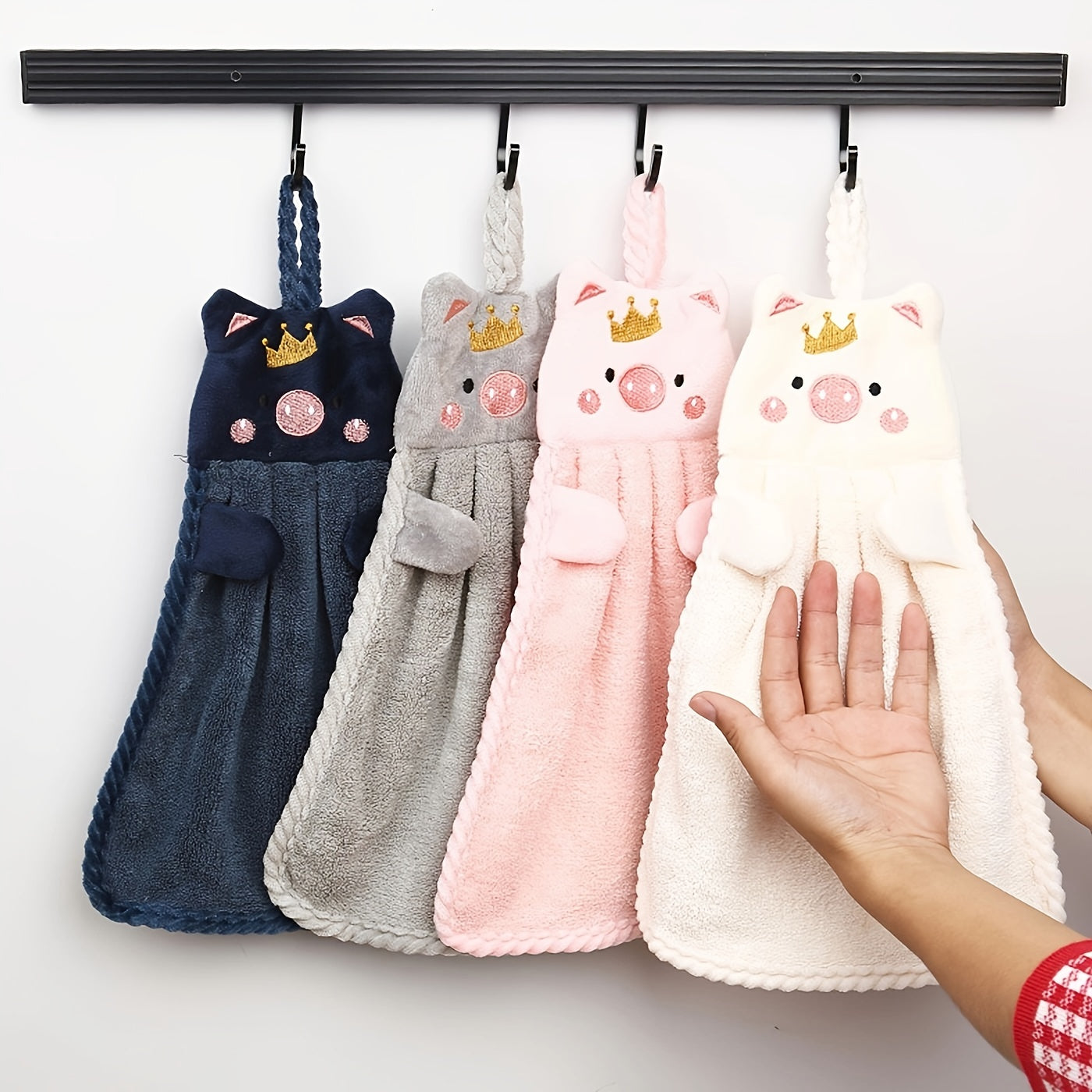 1pc Piggy Hand Towel Coral Velvet Kitchen Towel