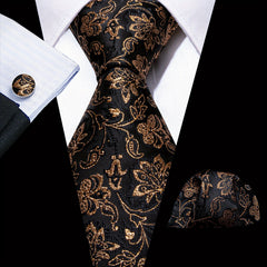 Barry Wang Men's Tie Floral Jacquard Set