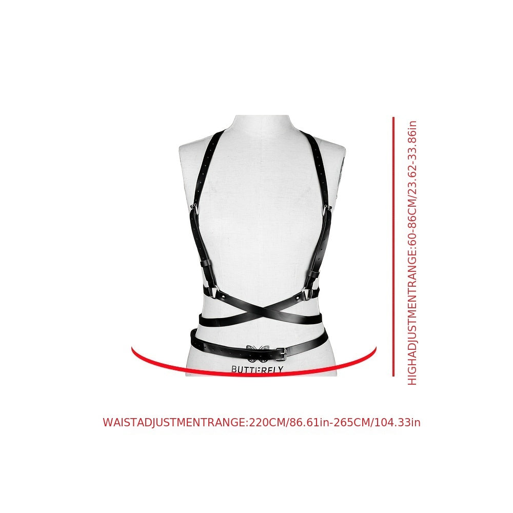 Women's Sexy Harness Belt Faux Leather Body Belt Gothic Adjustable Strap