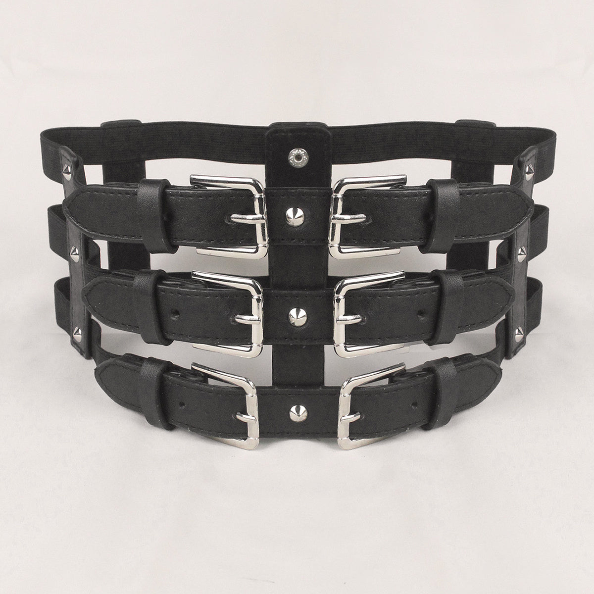 Punk Waist Belt Hollow Leather Belly Layered Goth Body Accessories