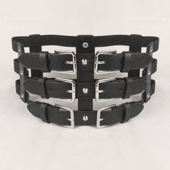 Punk Waist Belt Hollow Leather Belly Layered Goth Body Accessories
