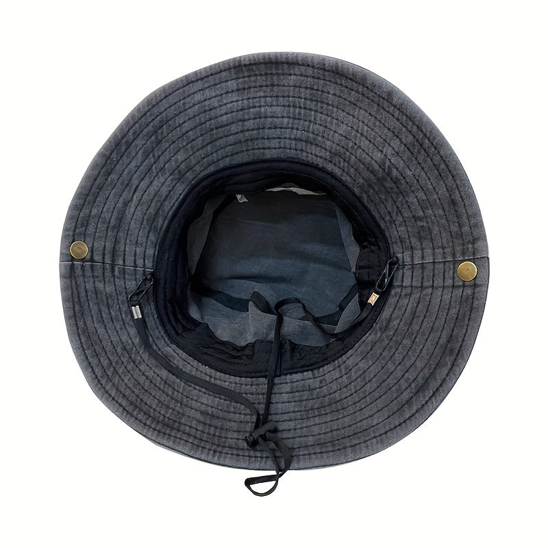 Vintage Embroidery Bucket Hat Distressed Western Cowboy Boonie Hats Men Women