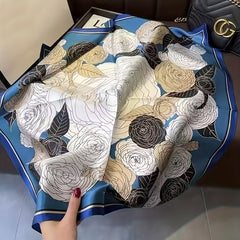 Camellia Print Bandana Classic Satin Square Scarf