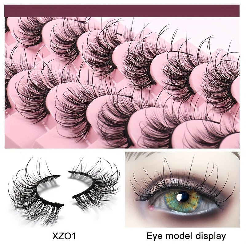 10 Pairs Fluffy Wispy False Eyelashes for Stage Party and Everyday Makeup